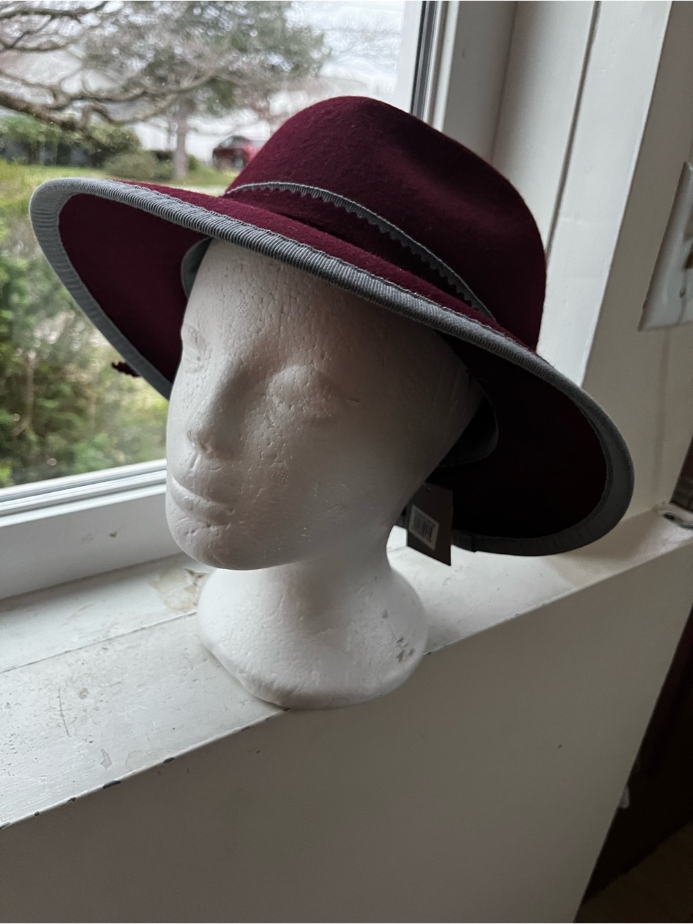 Women’s Wide Brim Fedora Hat - Burgundy with Gray Trim Nordstrom Italy